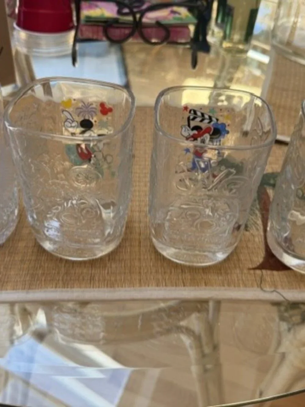 Walt Disney World McDonalds Mickey 2000 Celebration Square Glasses VTG Set of 4